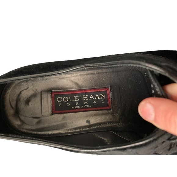 COLE Haan black velvet lace up loafer dress shoes - Picture 7 of 11